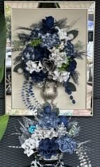 Lateks Çiçekli & Aynalı Gümüş Tablo (sadece tablo)