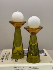 İkili Kristal İthal Ufo Mumluk Set - Haki Yeşili