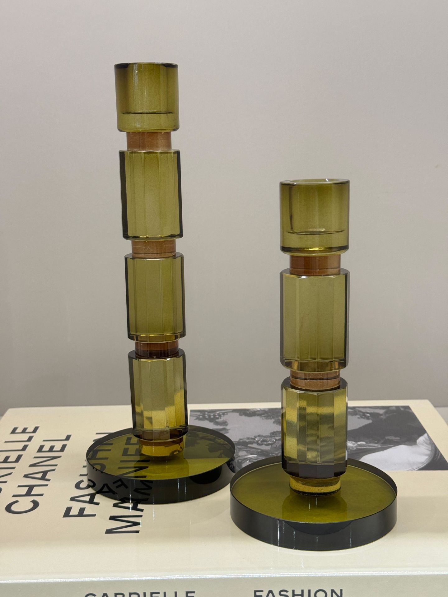 İkili Silindir Şamdan - Haki Yeşili