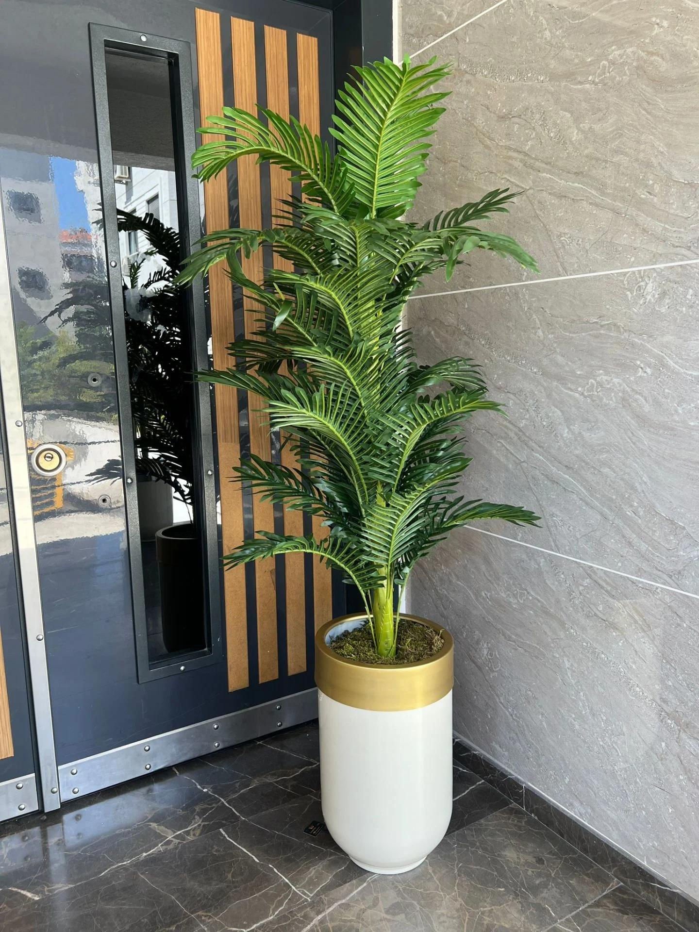 Yapay Arekalı Davul Saksı Krem Gold No:2