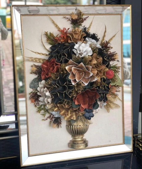 Lateks Çiçekli & Aynalı Gold Tablo No:20