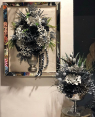 Lateks Çiçekli & Aynalı Gümüş Tablo No:15