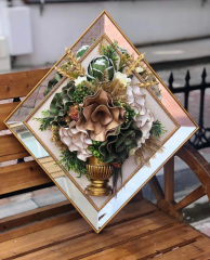 Yapay Çiçekli Gold Baklava Tablo No:13