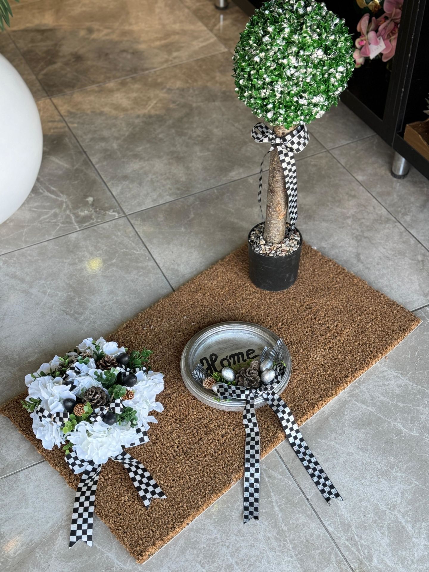 Kapı Önü Paspas Set 3 Parça Gümüş