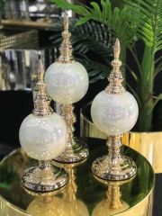 Dekoratif 3'lü Alem  Beyaz Gold
