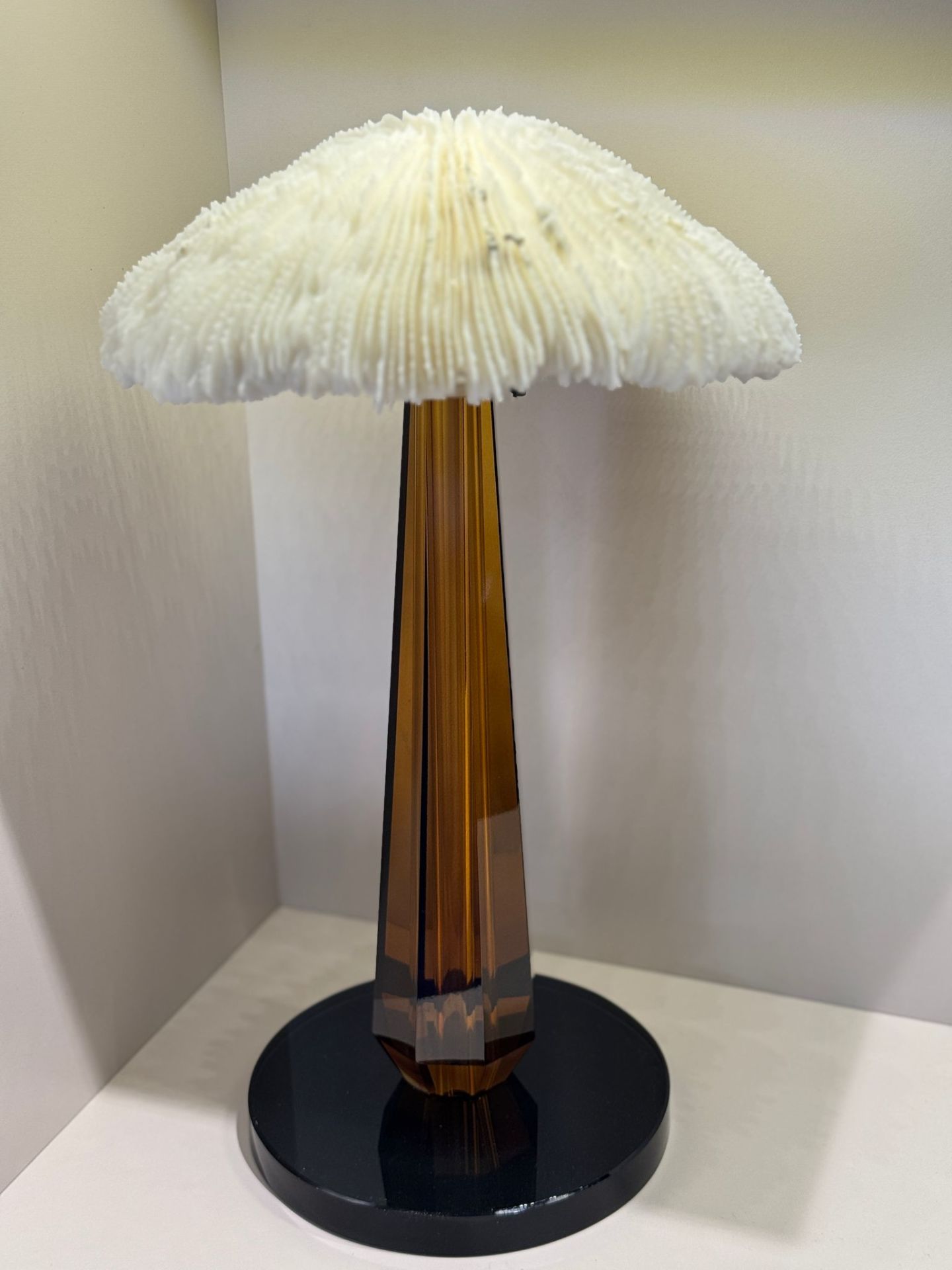 Kristal Kaideli Doğal Mercan Dekor Amber