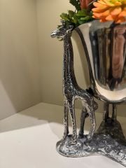 Yapay Sukulent Tanzimli Zürafa Ayaklı İthal Döküm Vazo
