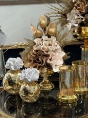 Yapay Çiçekli Gold 5 Parça Set No:2