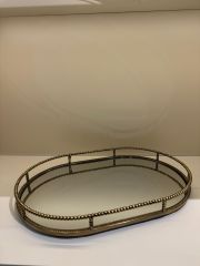 Antik Aynalı Oval Tepsi