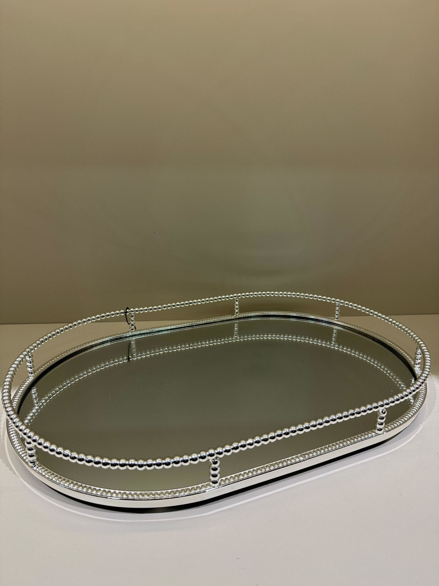 Gümüş  Aynalı Oval Tepsi