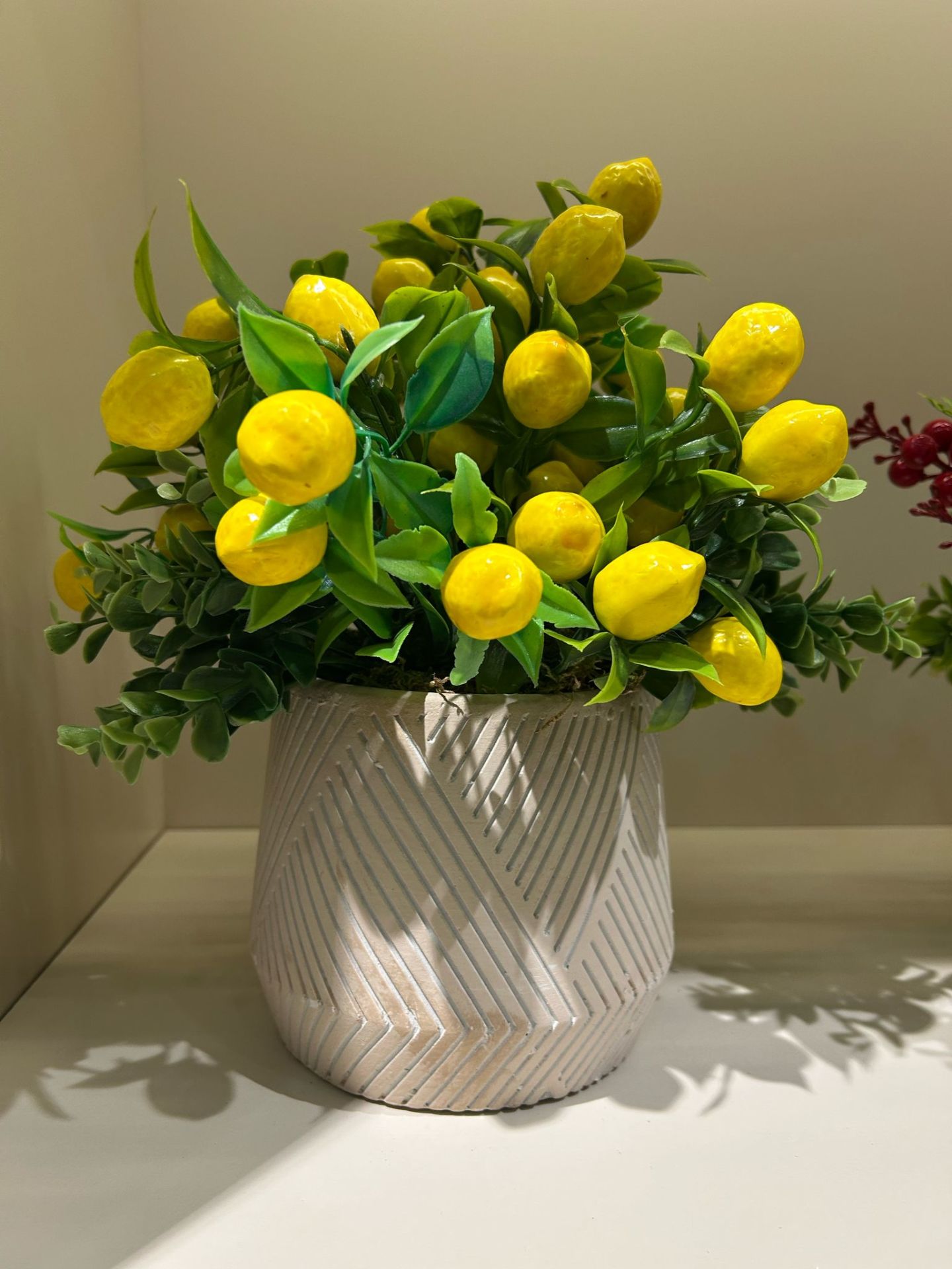Yapay Limonlu Dekoratif Beton Saksı