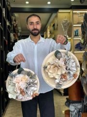 Yapay Çiçekli Ahşap Duvar Süsü No:36