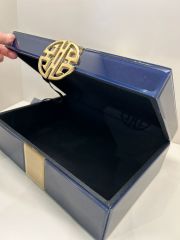 İthal Gold Bantlı Lacivert Dekoratif Kutu