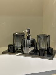 Kristal İthal  Banyo Seti - Siyah Gri Renkli