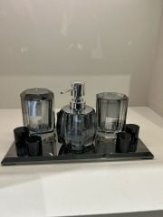 Kristal İthal  Banyo Seti - Siyah Gri Renkli