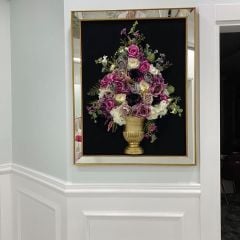 Dekoratif 3D Çiçekli Ayna Çerçeve Tablo No:3