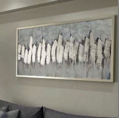 Gümüş Yansımalı Modern Yağlı Boya Efektli Tablo