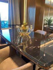 8 Kollu Bal Renk Kristal Şamdan & Çiçek Tanzimli Vazo No:4