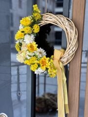 Yapay Çiçekli Hasır Kapı Süsü No:5