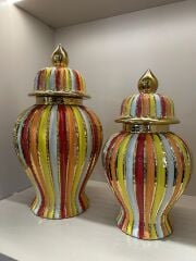 İthal Renkli Çizgili İkili Küp Set No:1