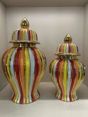 İthal Renkli Çizgili İkili Küp Set No:1