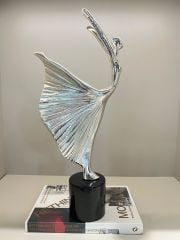 Mermer Kaideli İkili Balerin Dekor Gümüş