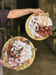 Yapay Çiçekli Ahşap Duvar Süsü No:52