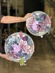 Yapay Çiçekli Ahşap Duvar Süsü No:59