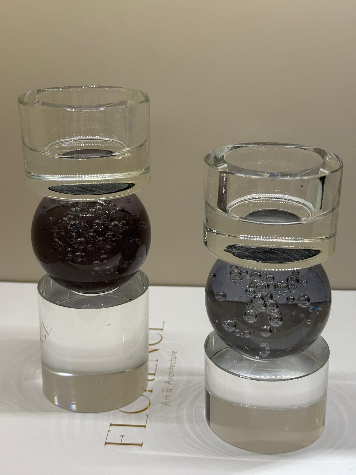 İkili kristal Füme Mumluk Set