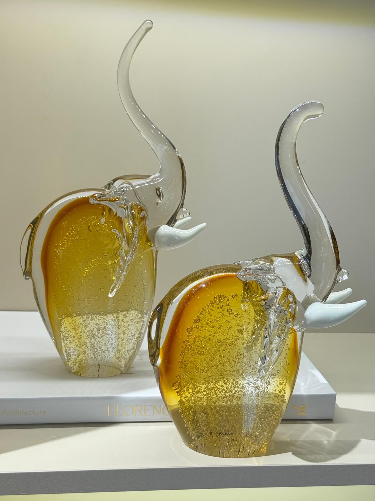 İkili Kristal Fil Dekor