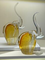 İkili Kristal Fil Dekor