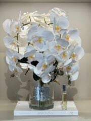 Beş Dal Yapay Orkideli Cam Vazo