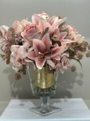 Güllü Lüks Ayaklı Vazo Orta Boy