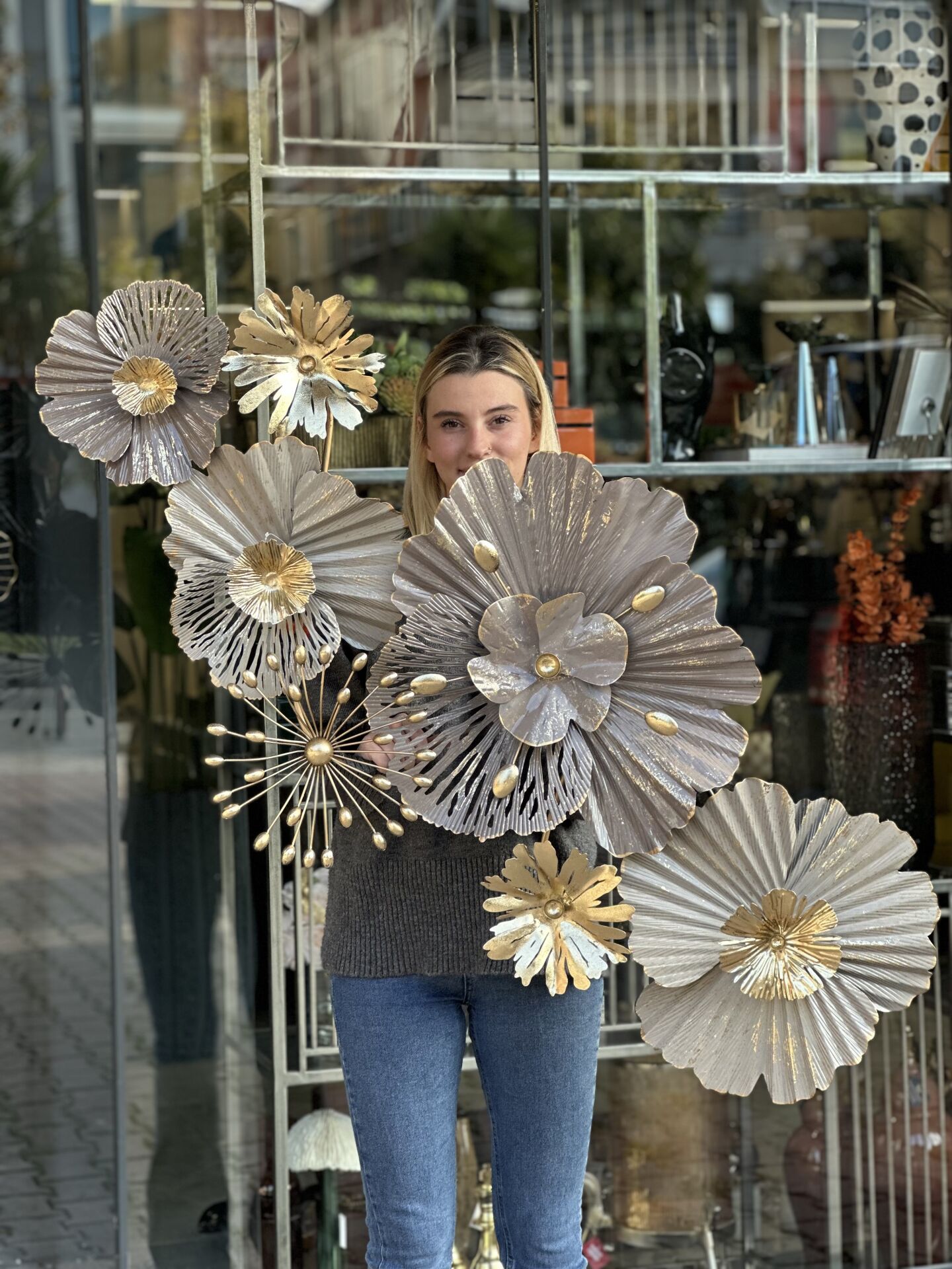 Çiçek Motif Metal Tablo