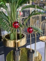 Pirinç Mermer Kaideli Göz Dekor Kırmızı