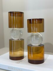 İkili Büyük Silindir Mumluk Kahve