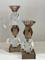 İkili Kristal Prizma Şamdan Bronz