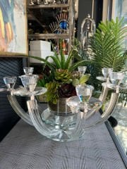 8 Kollu Şeffaf Renk Kristal Şamdan & Çiçek Tanzimli Vazo