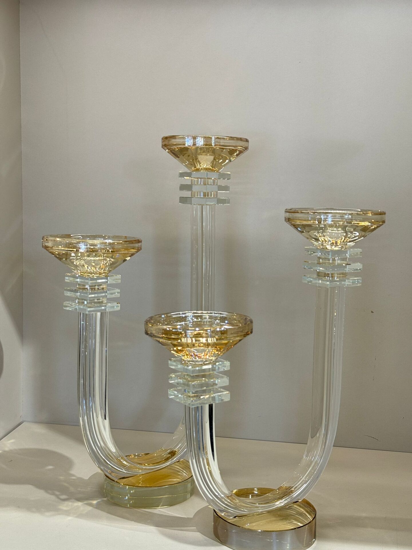 İki Kollu Kristal Şamdan ikili set Bal