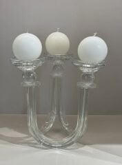 Kristal Üç Kollu Şamdan Şeffaf