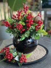 Kokinalı Siyah Cam Vazo ve Supla Set