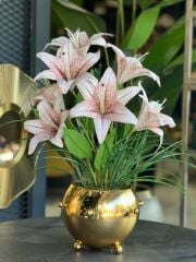 Yapay Somon Lilyumlu Gold Zımba Vazo