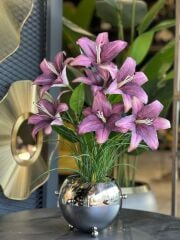 Yapay Mor Lilyumlu Gümüş Zımba Vazo