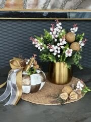 Gold Metal Vazolu Kabak Set