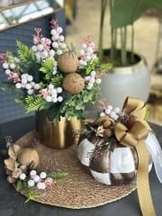 Gold Metal Vazolu Kabak Set