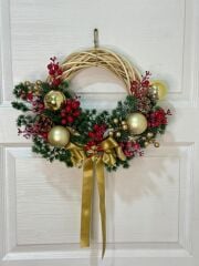 Gold Kırmızı Yılbaşı Çelengi