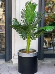 Yapay Arekalı Siyah Gümüş Saksı