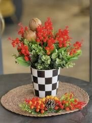 Turuncu Kokinalı Damalı Vazo ve Supla