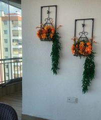 Yapay Çiçekli Siyah Ferforje No:7