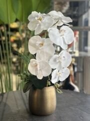 Eskitme Metal Vazolu Tek Dal Orkide No:7